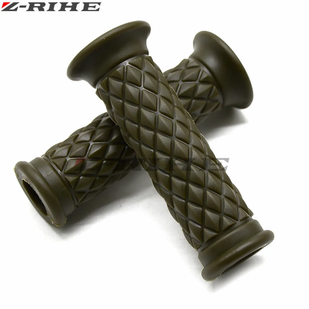 dark olive green 7/" 22 мм мотоциклетная ручка в стиле ретро резиновая гелевая ручка для Triumph Street Scrambler Vespa GTS 300 Piaggio Moto Guzzi - Цвет: dark olive green