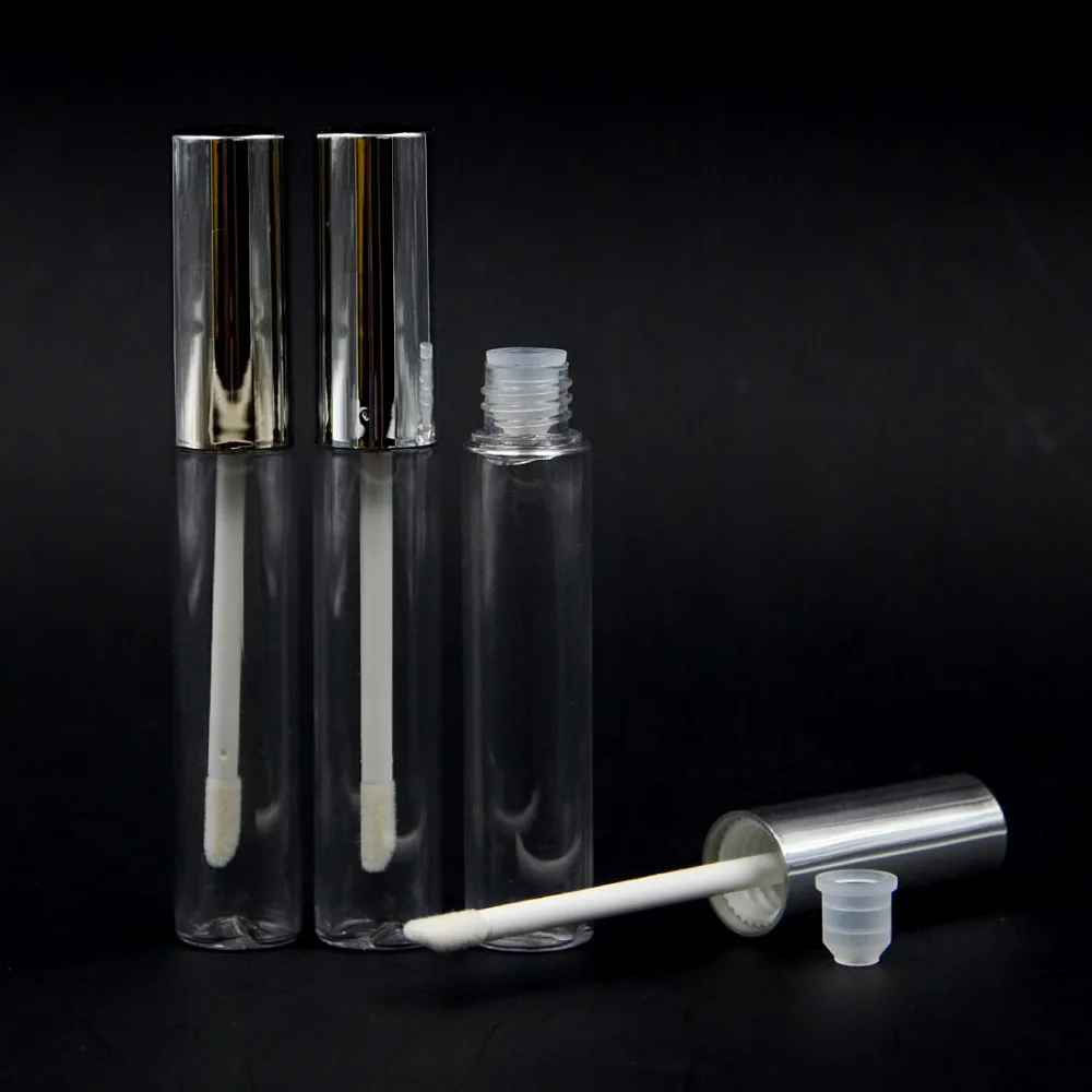 100pcs empty 10ml Lip Balm Bottle , wholesale 10ml  Silver Color Empty Lipstick tube , 10 ml Clear Plastic Cosmetic Container