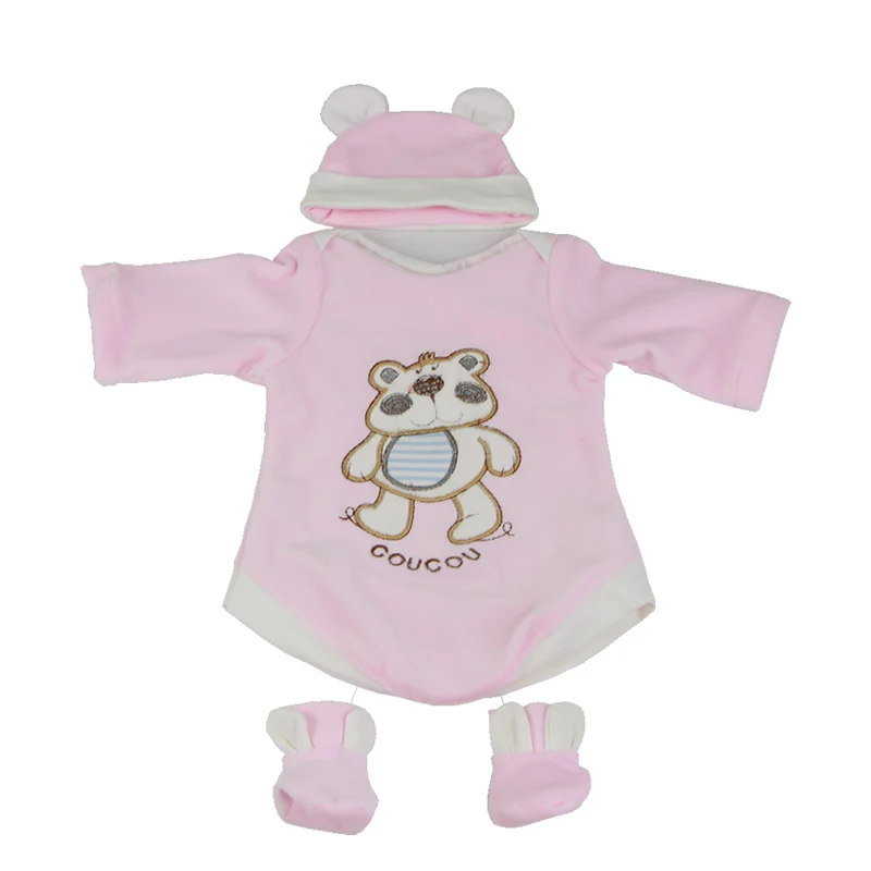 Улучшенная 17 дюймов Кукла реборн одежда розовый медведь четыре предмета костюм