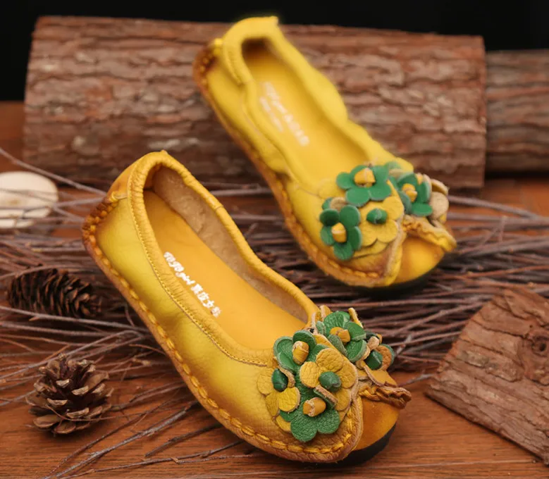 Maggie's Walker Women's Spring Genuine Leather Fashion Shoes Casual Flats with Flowers More Colors Plus Size 35~41 | Обувь