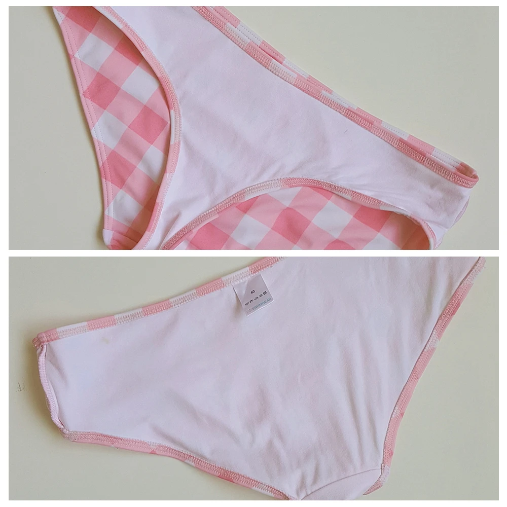 Розовые клетчатые бикини большие размеры пляжные трусы женские купальники
