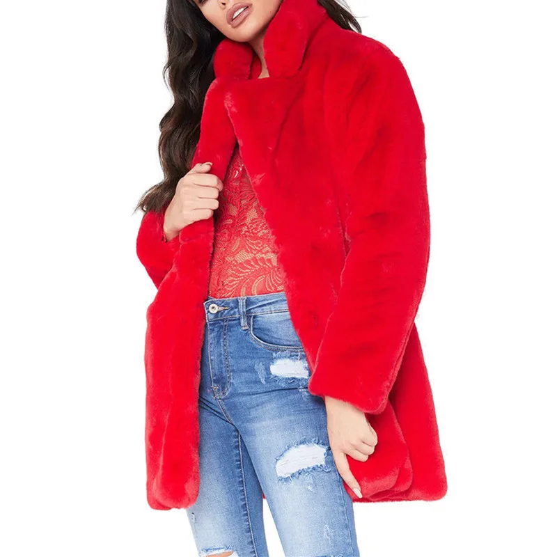 2018 элегантное пальто из искусственного меха для женщин осень зима теплая мягкая