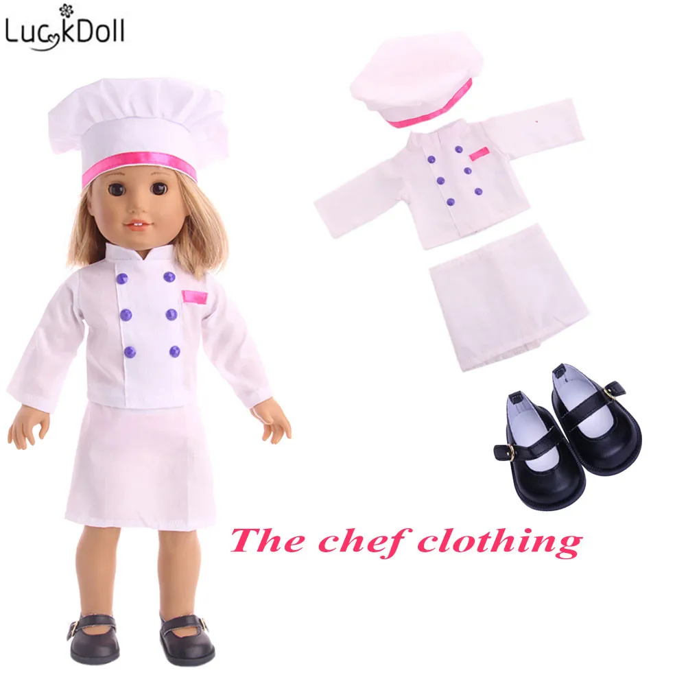 LUCKDOLL костюм шеф-повара и обувь подходит для 18 дюймов Американский 43 см детская