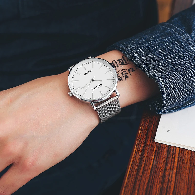 Женские часы RENOS с коробкой ремешок из сплава аналоговые кварцевые наручные