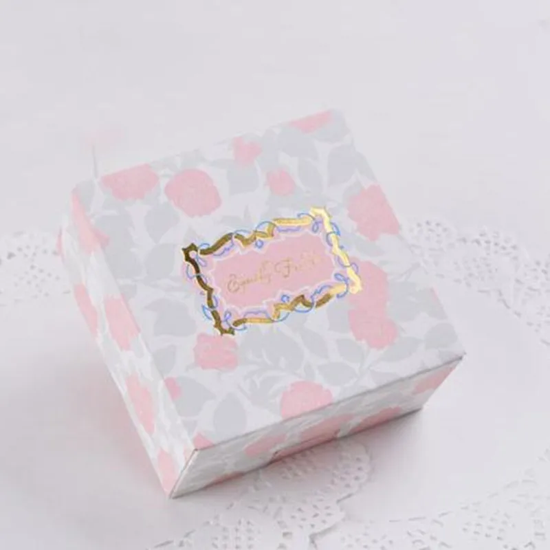 10 шт./лот розовые синие декоративные квадратные коробки для печенья торта конфет