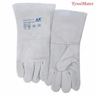 Перчатки для сварки MIG, 14 дюймов, 35 см, спилок, Воловья кожа, сварочные перчатки, CE EN12477, сварочные перчатки MIG