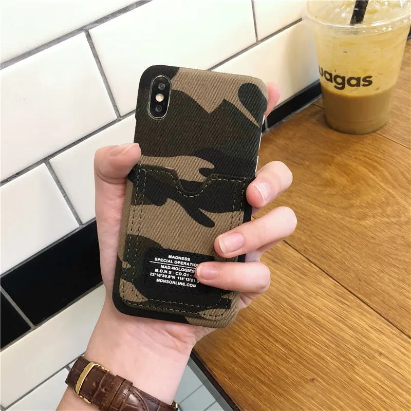 Модный холщовый камуфляжный чехол для телефона iphone 11 Pro Max XS Max XR X 6 6s 8 7 plus, задняя крышка, карман для карт, жесткие чехлы