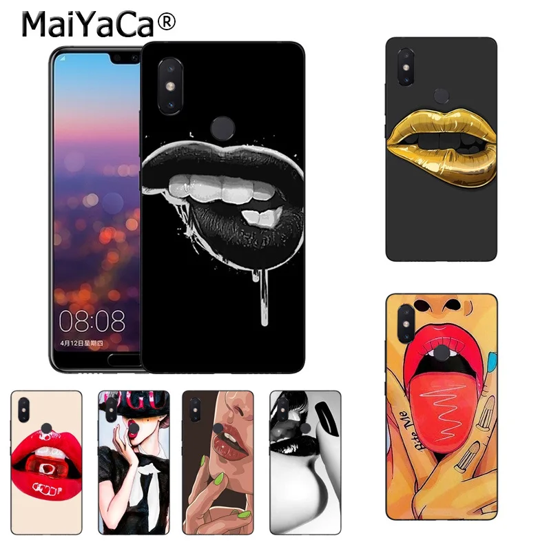 MaiYaCa сексуальная девушка красный черный Бог губ мягкий tpuPhone чехол для xiaomi mi 8se 6 note2