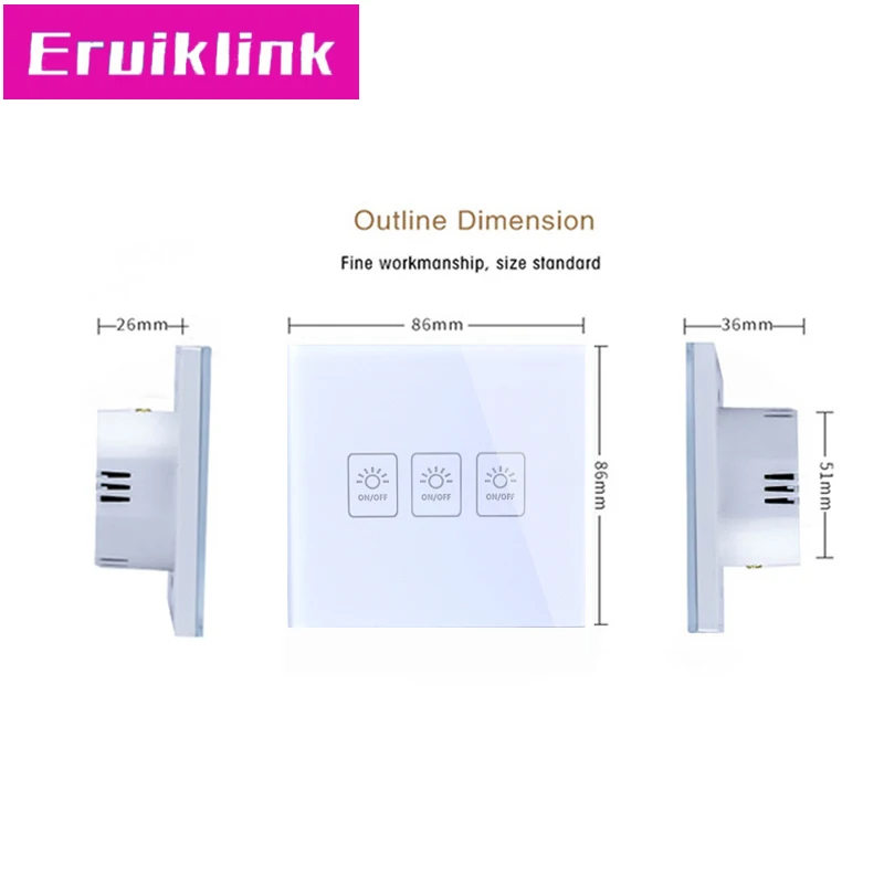 EU/UK Standard 1/2/3 Gang 1 Way Remote Control Light Switch RF433 Wall Touch 220V for Smart Home | Обустройство дома