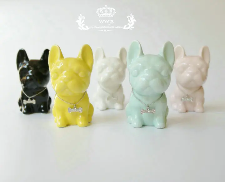Небольшой керамический бульдог домашний декор ремесел украшения комнаты