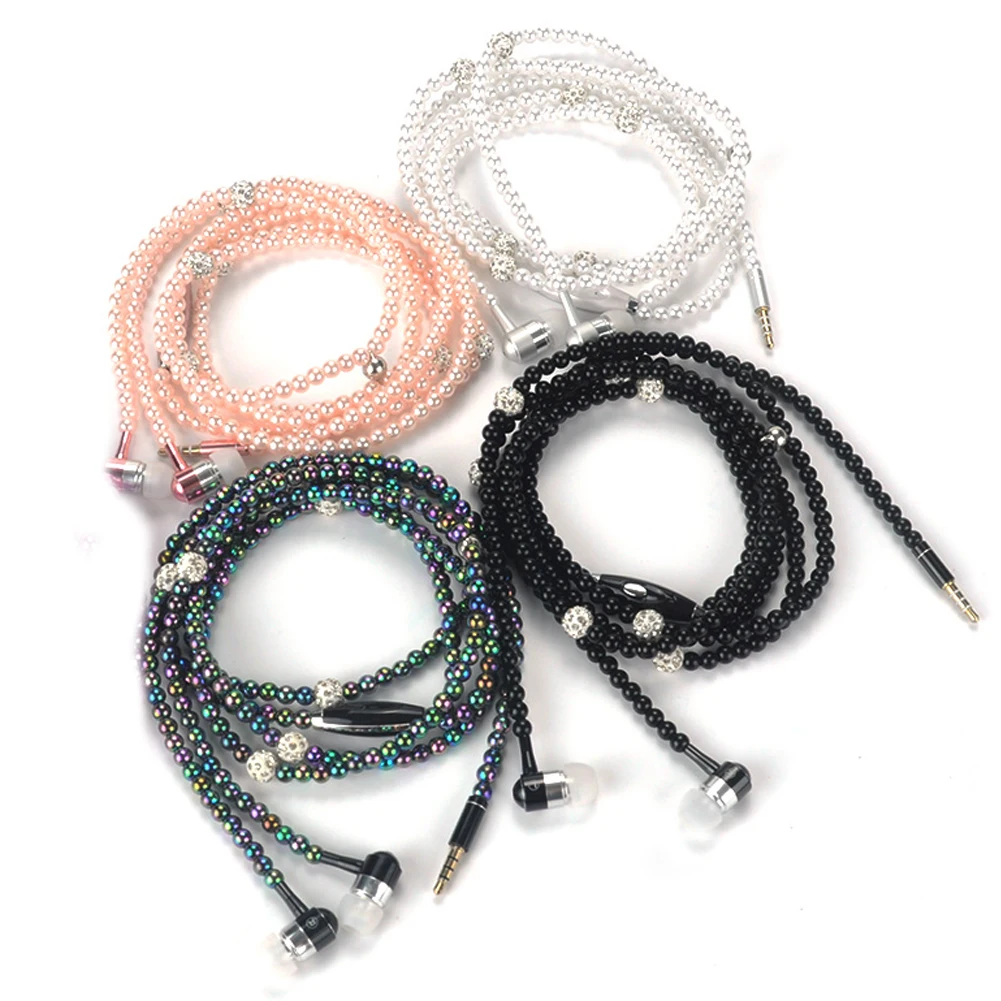 Модные ювелирные изделия Жемчужное ожерелье наушники с микрофоном бусины 3 5 мм в