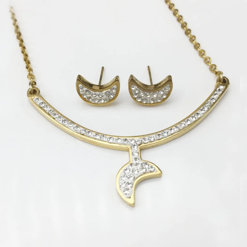 Ювелирные наборы из нержавеющей стали серьги-гвоздики подвеска в виде Луны