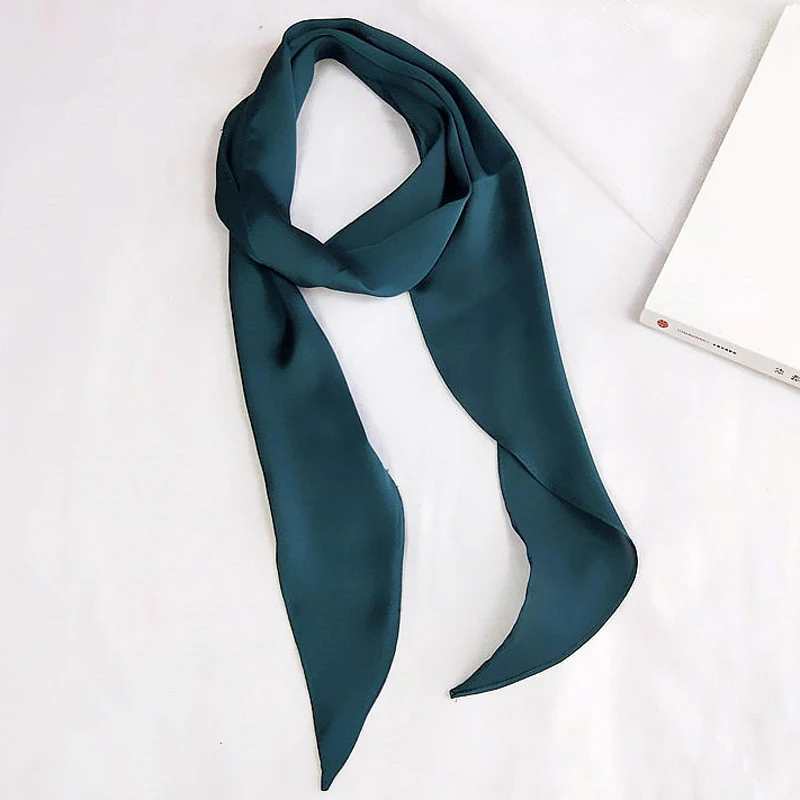 Сплошной цвет корейский стиль Шелковый шарф мода осень весна для женщин девочек