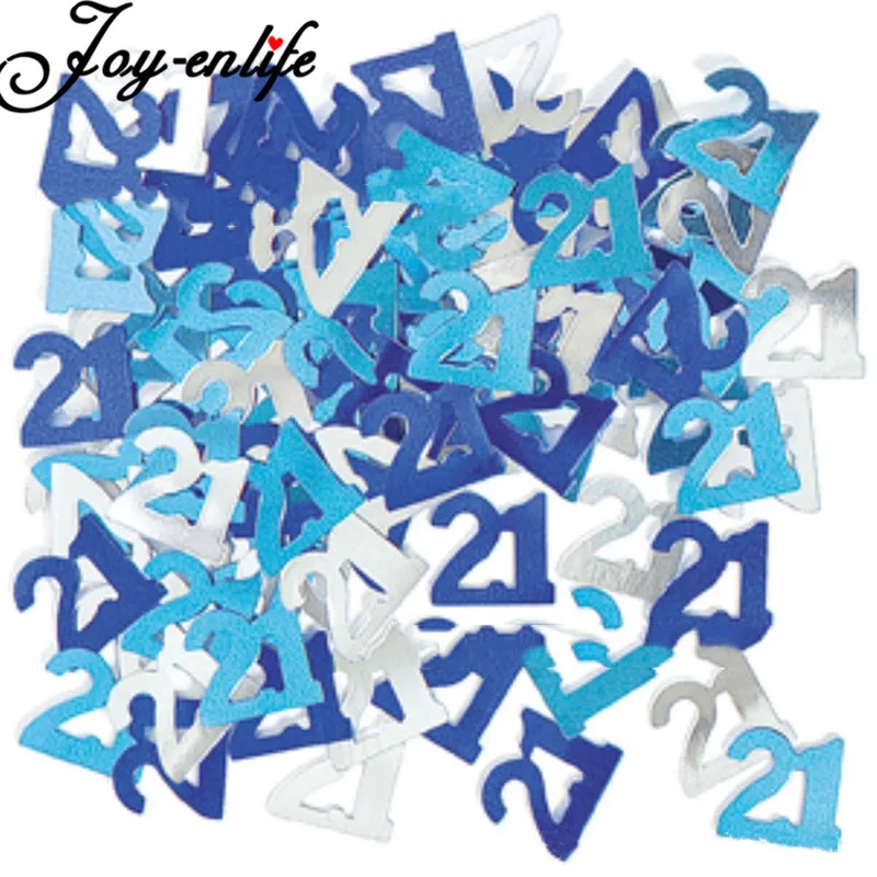 1 пакет Голубая металлическая вспышка Свадебное счастливое день рождения праздничное число конфетти декор стола Событие дня рождения и вечеринки.
