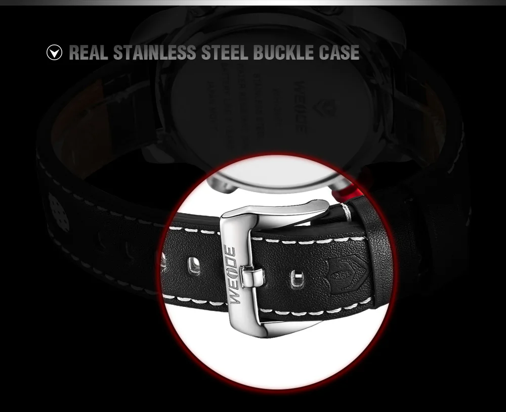 WEIDE спортивные мужские модные наручные часы Роскошные известный бренд мужские часы с кожаным ПУ ремешком 30 м водонепроницаемые повседневные спортивные часы