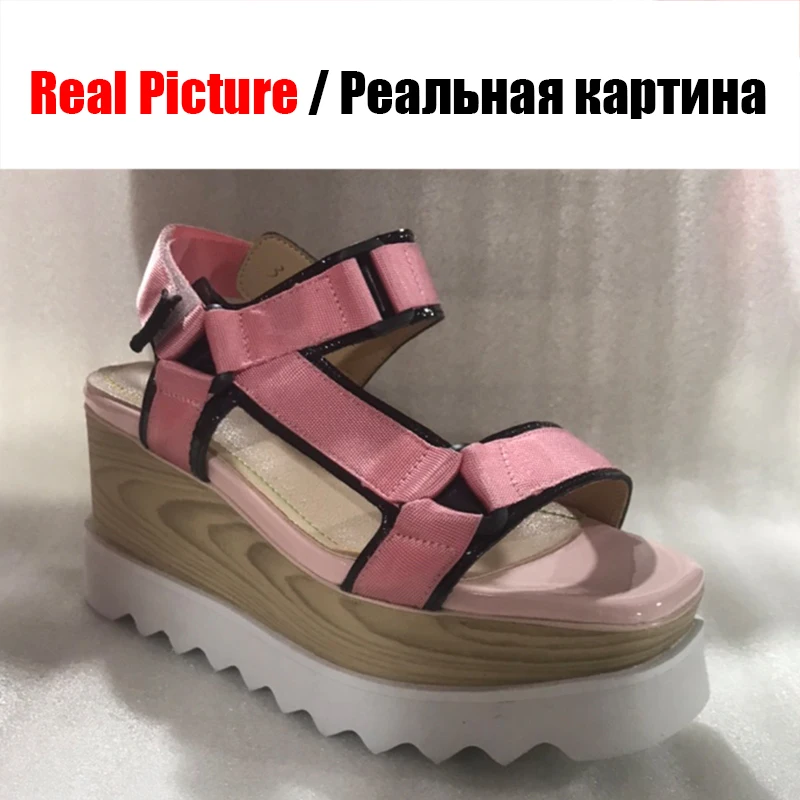 Женские босоножки на деревянной платформе повседневные разноцветные высокой