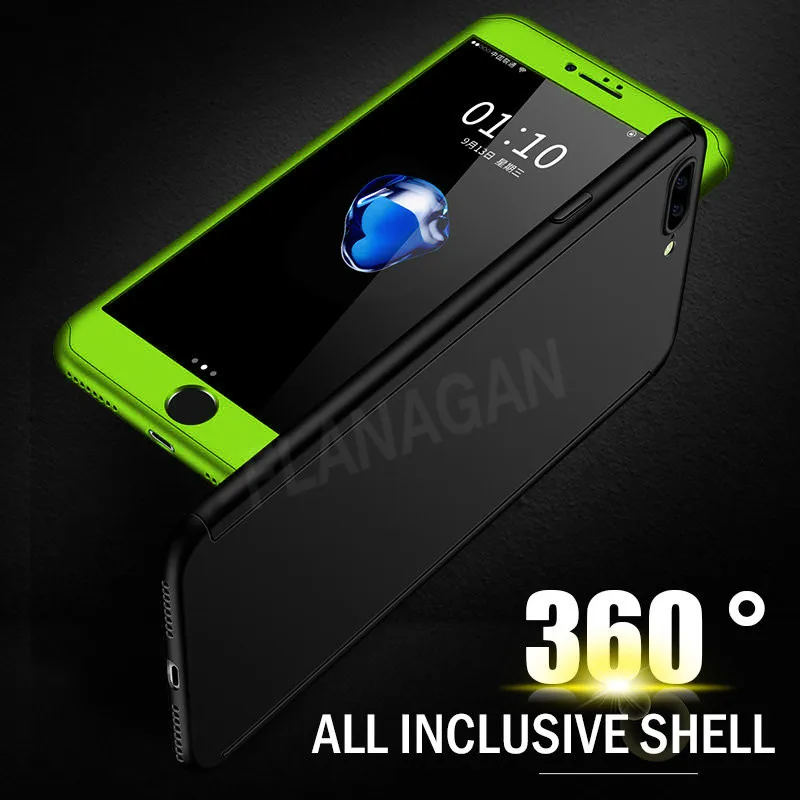 Flanagan 360 градусов чехол для телефона s для iPhone 6 7 8 Plus чехол с закаленным стеклом полный чехол s для iPhone 5 5S 6 6s 7 8 x оболочка