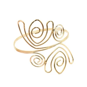 Gold 2 цвета, новая мода, индийский Ретро тренд, серебро, золото, металл, регулируемый двойной открытый конец, спиральный узор, браслет и браслет, подвески, браслет - Окраска металла: Gold