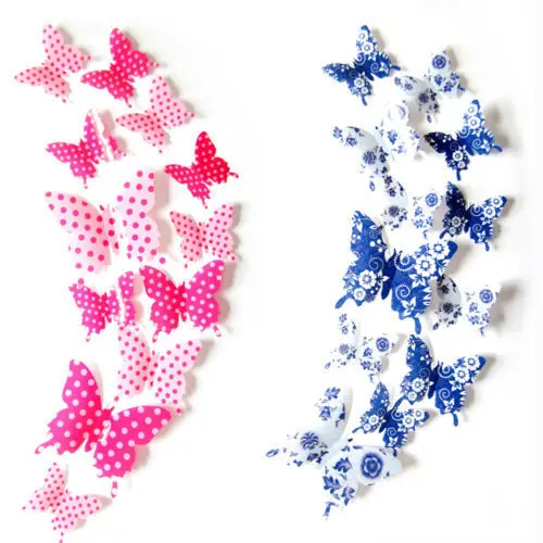 Мода 2017 г. Симпатичные 12 шт. ПВХ 3d Бабочка стикер декора БАБОЧКИ Арт стикеров на