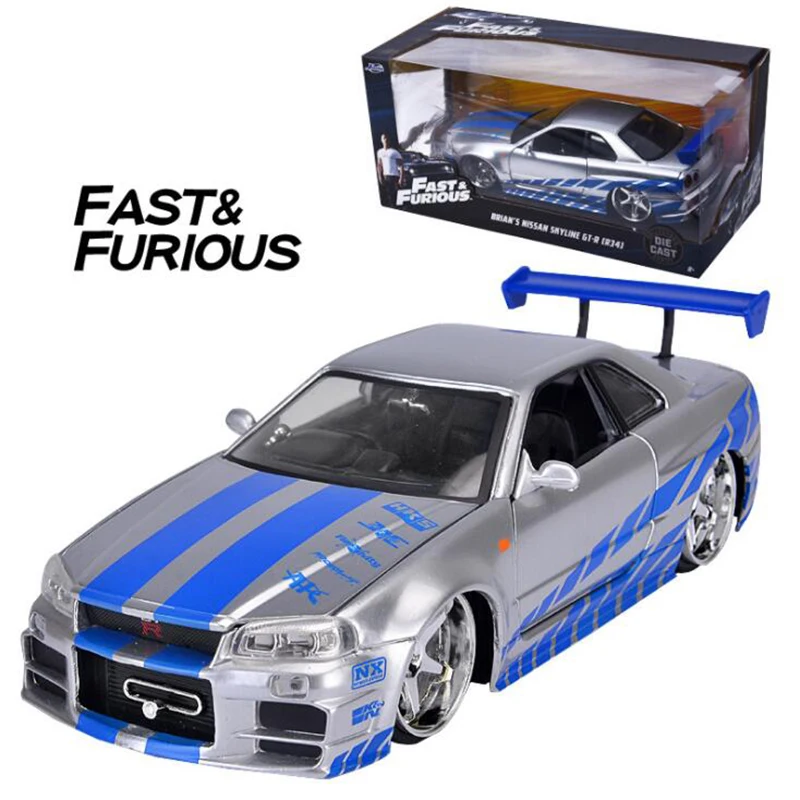 20 5 см масштаб 1:24 металлический сплав 2002 GTR R34 быстрая гоночная модель автомобиля