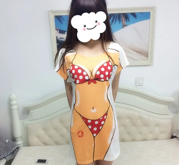 2015 крутая Повседневная забавная длинная футболка бикини для мужчин и женщин с