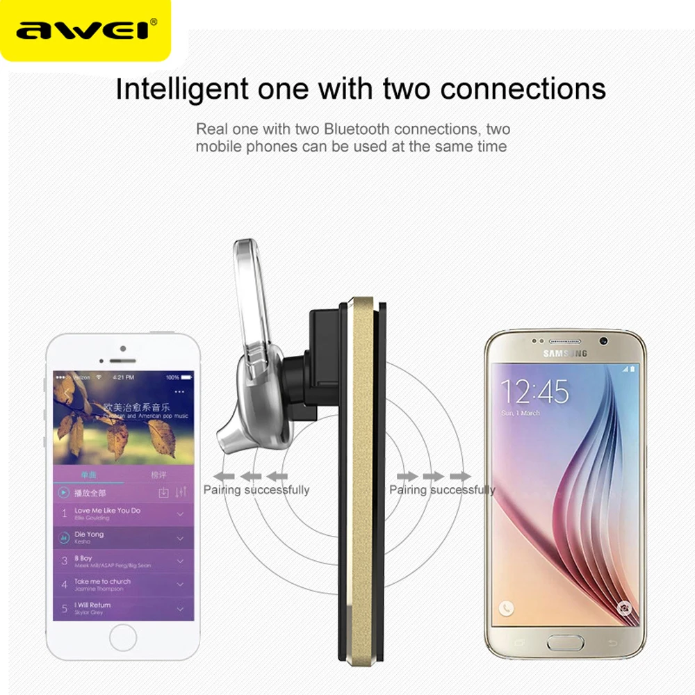 Awei Handsfree Blutooth наушник Auriculares Мини Bluetooth гарнитура наушники для вашего телефона