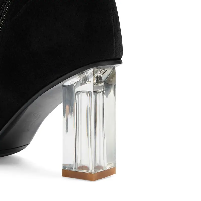 ALLBITEFO crystal heel genuine leather sexy high heels women boots china Embroidery winter snow boots over the knee high boots