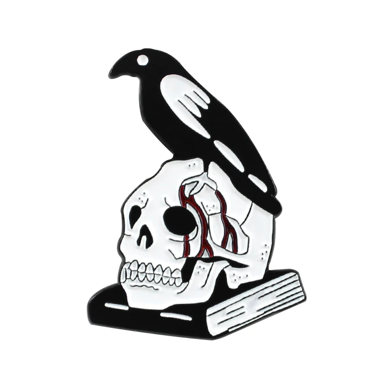 style2 Готическая брошь с дизайном «скелет» Бабочка Череп Роза нож ворона книга череп женщина лицо Скелет смерти Любовь Эмаль Булавка Нагрудный значок ювелирные изделия - Окраска металла: style2