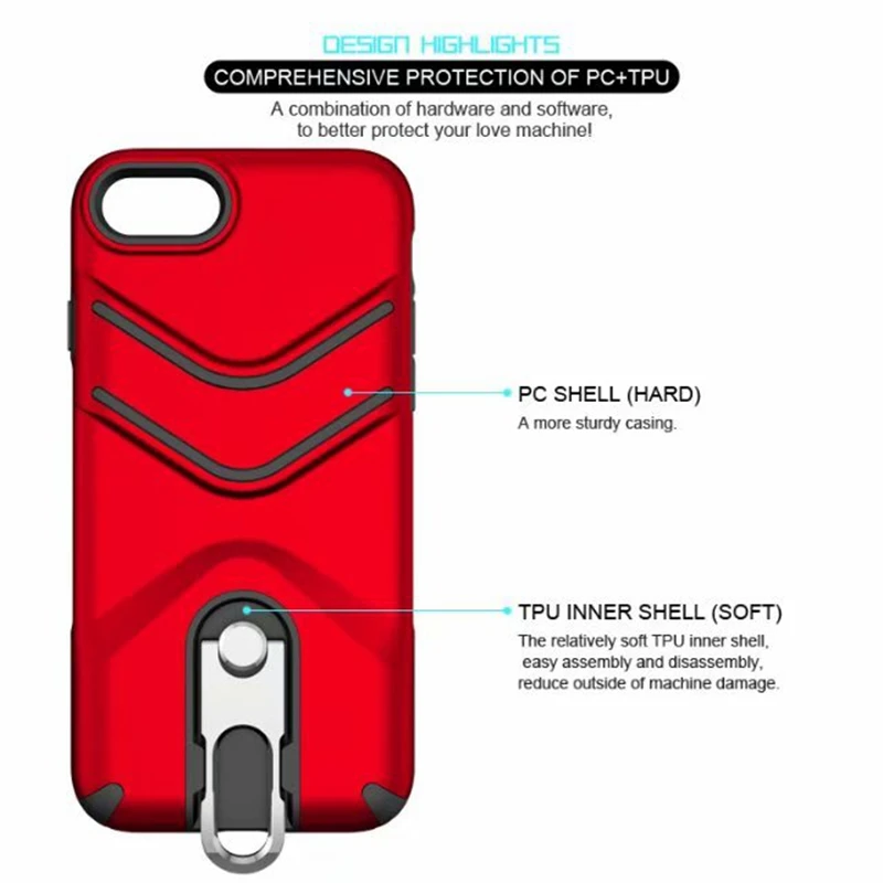 Ultra Thin Kickstand Case for iPhone X XR XS Max With Key Ring Coque 6 6s 7 8 Plus 360 Shockproof Fundas |