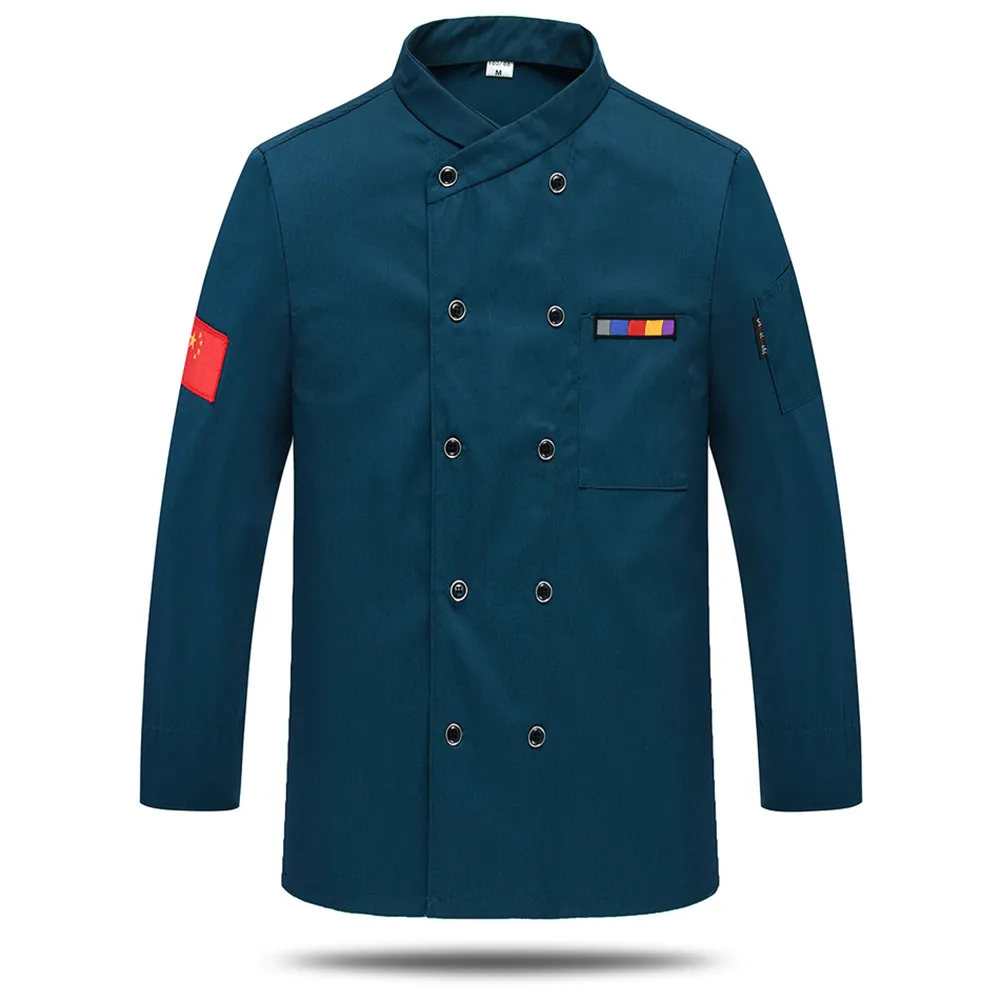 7 цветов, M-3XL, унисекс, китайский ресторан, шеф-повара, Рабочая форма для пекарни, кухни, рабочая одежда, одежда с длинным рукавом, дышащие поварские куртки - Цвет: Jasper