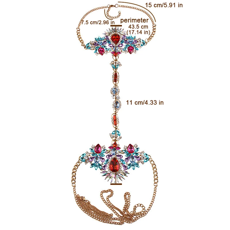 Пикантные Украшенные стразами Gem Подвеска жгута цепь тело колье Цепочки и