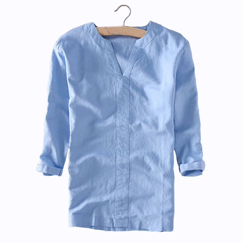 Китайский стиль белье хлопок Футболка 2017 г. Мужская Повседневная дышащая белая