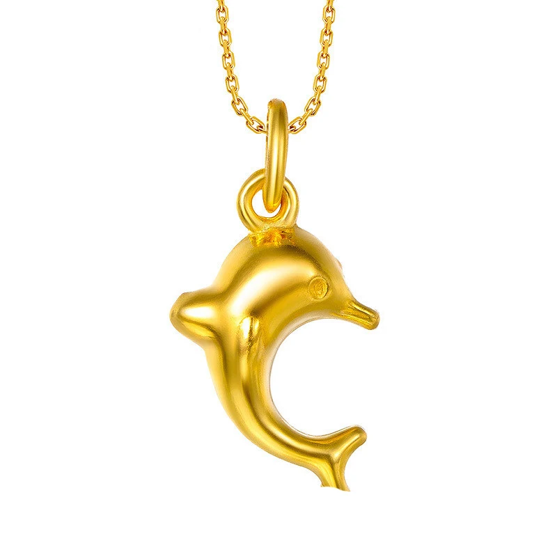 

Pure 24K Yellow Gold Pendant Women 999 Gold Dolphin Pendant 0.85g