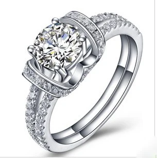 

Solid 14Karat White Gold AU585 Ring 1CT Brilliant Fine Diamond Ring For Girl Marriage Brilliant Quality Lasting Forever D Color