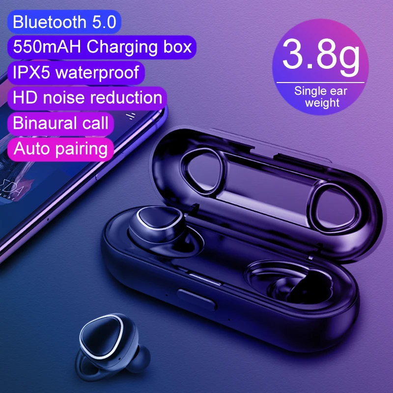 Водонепроницаемые наушники GOOJODOQ TWS IPX5 с Bluetooth 5 0 настоящие беспроводные стерео со