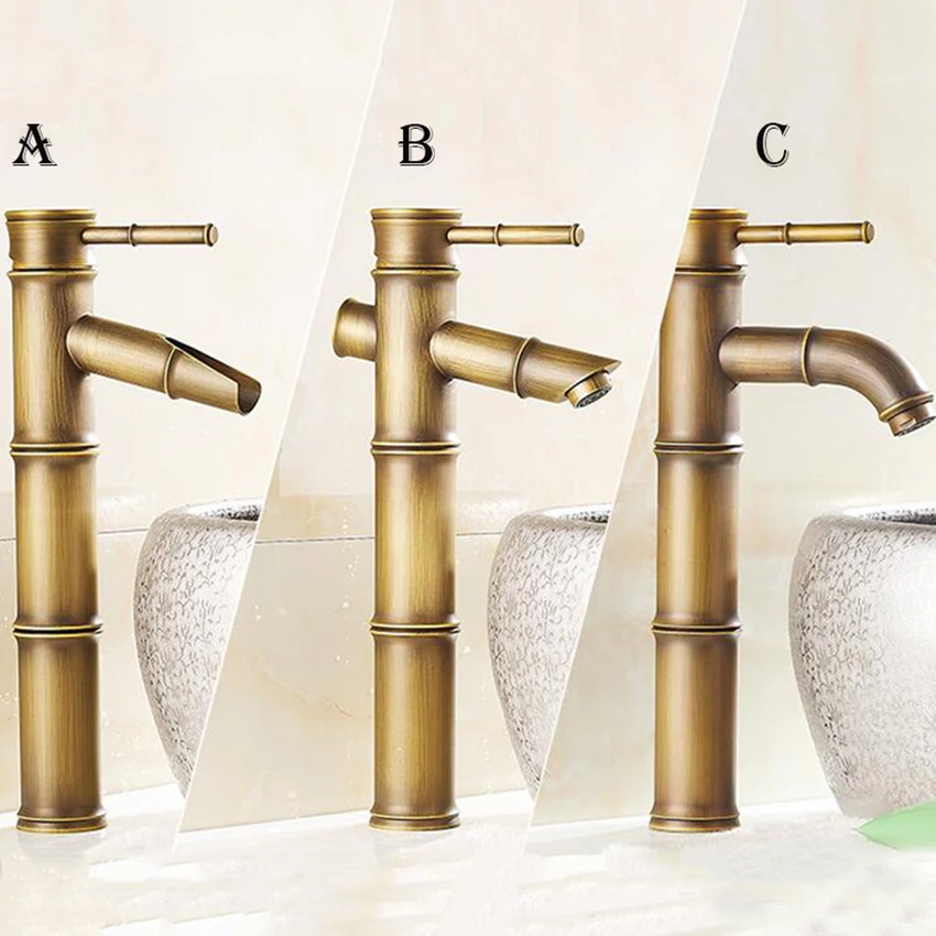 european antique bathroom faucet brass basin faucets tap tall bamboo hot cold water kitchen outdoor garden taps free global shipping