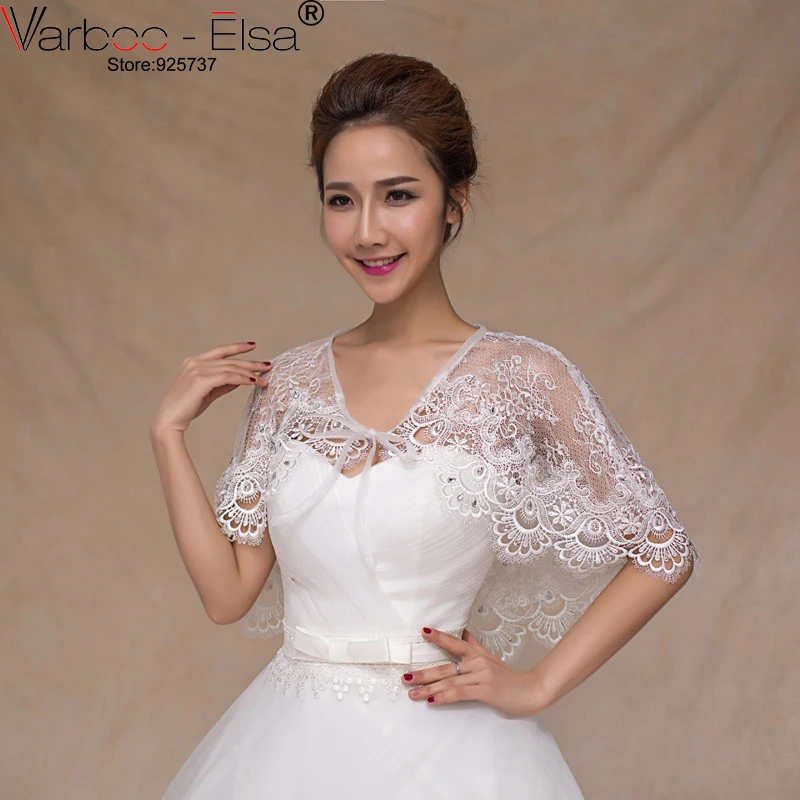 VARBOO_ELSA Elegant Lace Embroidery Bridal Decoration Cape Summer Thin Shawl One Size Wedding Accessories 2021 Hot Sale Top Coat | Свадьбы и