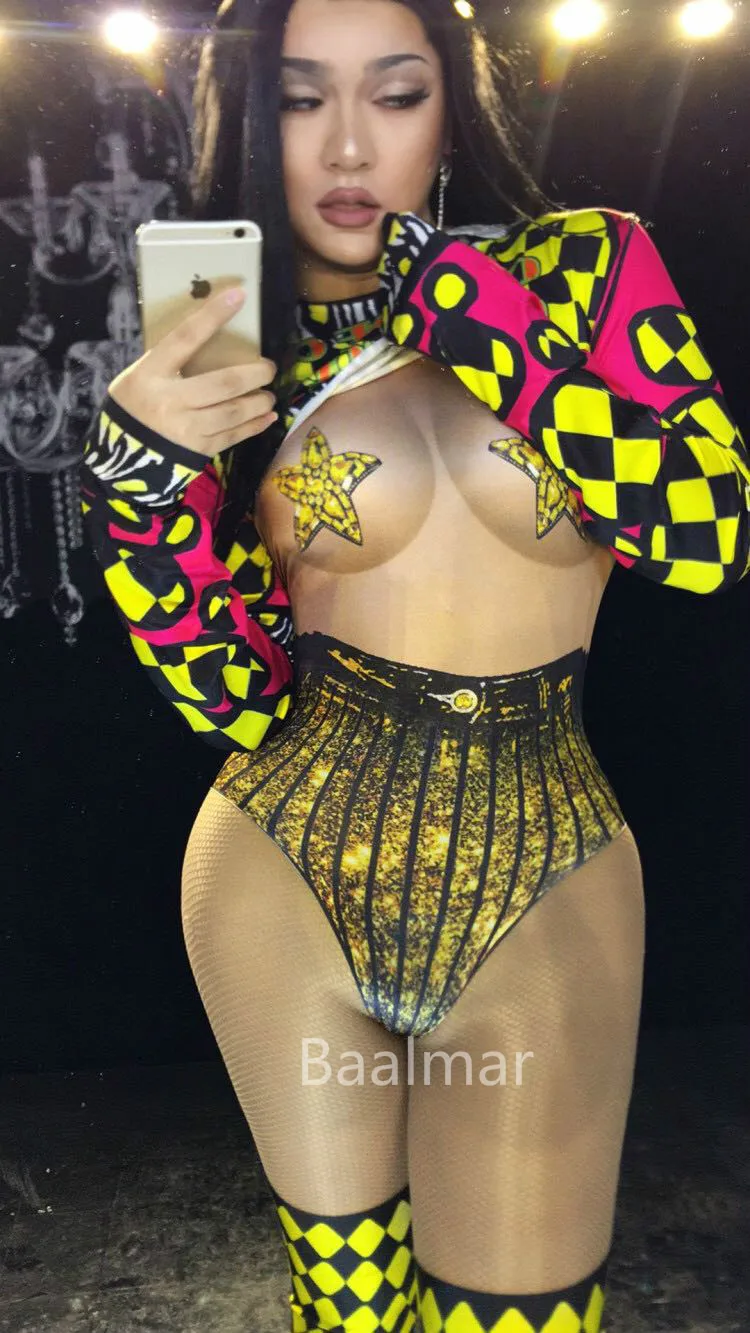 Сексуальный женский комбинезон для сценического танца костюм ночного клуба