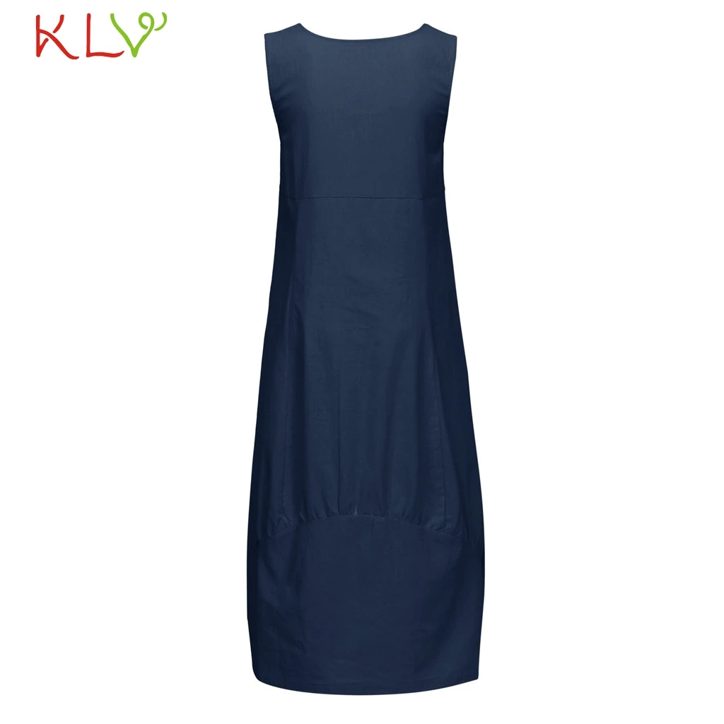 Dress Women Elegant Cotton Linen Casual Loose Pocket Summer Calf Party Night 2019 Plus Size Vestidos Robe Femme 19My | Женская одежда