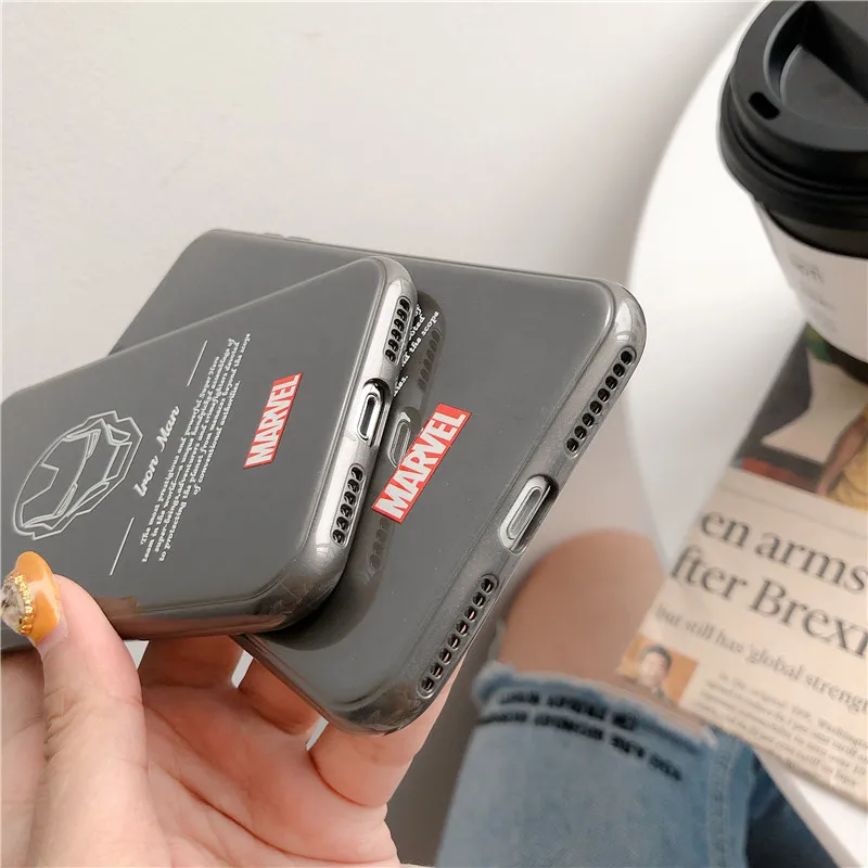 Marvel Железный человек Капитан Америка чехол Спайдермен для iPhone Xs Max XR X 8 7 6 6s Plus