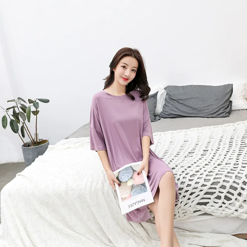 Летнее платье, платье для беременных женщин размера плюс, robe femme vestidos de verano robe longue, модальное платье средней длины, свободное богемное платье - Цвет: Purple