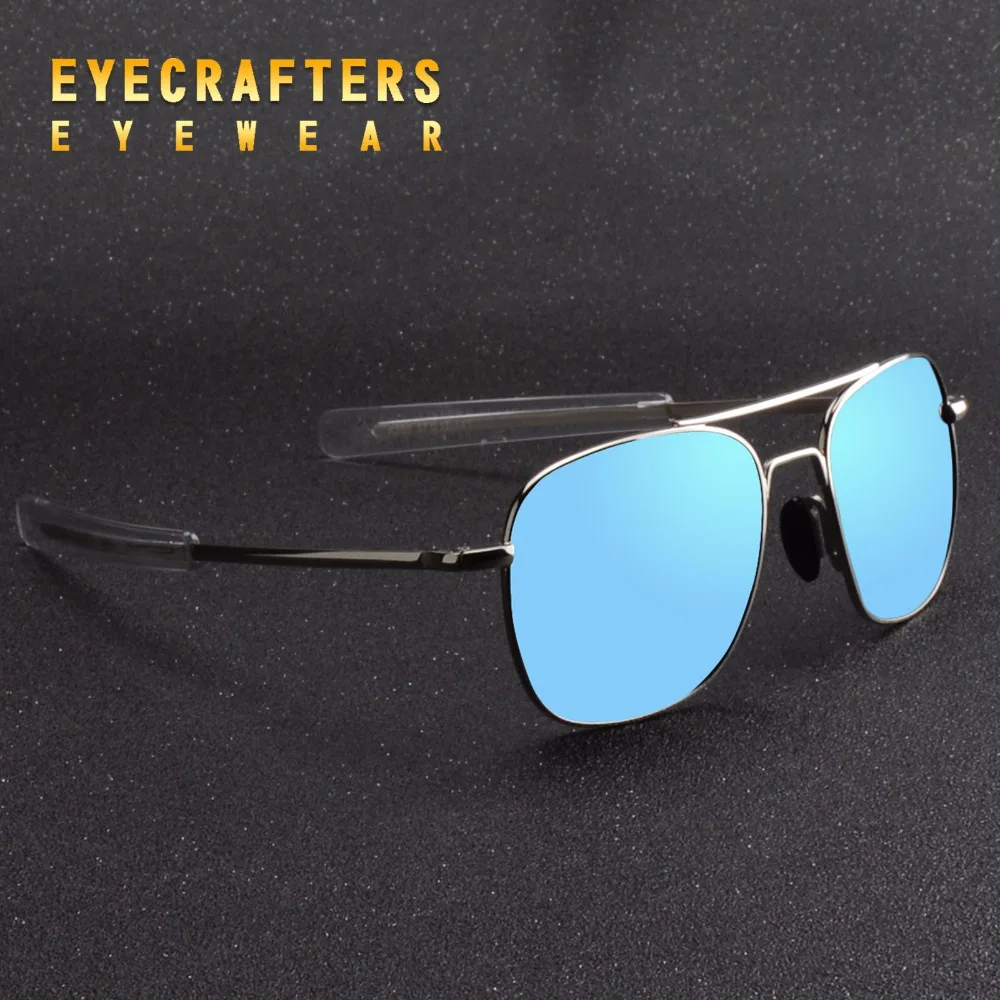 Мужские зеркальные солнцезащитные очки синие поляризационные в стиле милитари