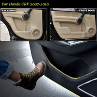 4pcs new interior carbon fiber doors side edge anti kick protection pad sticker for honda crv 2007 2010