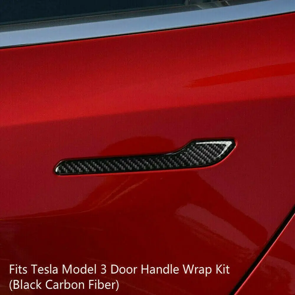 

Carbon Fiber Door Handle Cover Sticker Trim Protect For Tesla Model 3 2017-2020