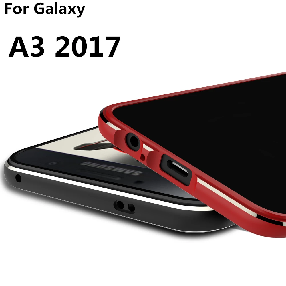 Роскошные ультра тонкий чехол телефона алюминиевый бампер для Samsung Galaxy A3 a320 a320f+ 2 Плёнки(1 фронтальная+ 1 задняя