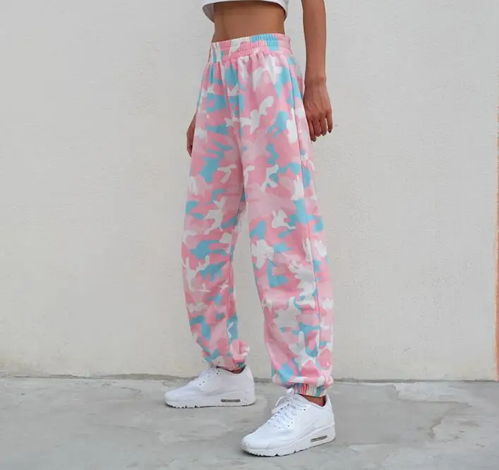 Новинка весны 2018 эластичные повседневные штаны с принтом и высокой талией|Брюки|