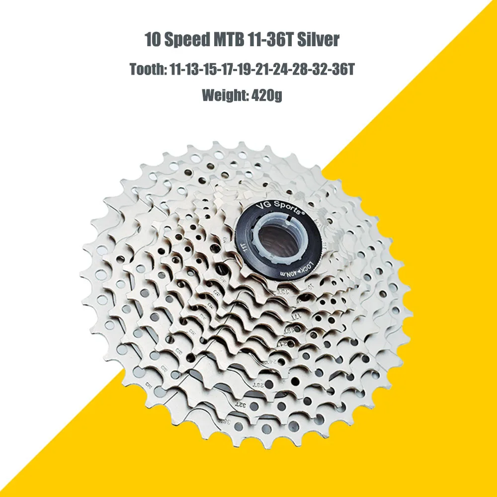 10S-11-36T-Silver Велосипед MTB Freewheel 10 скоростей 11-32 T/36 T/40 T/42 T/46 T/50 T SRAM дорожный велосипед кассета маховик 10 V cog cdg VG Sports - Цвет: 10S-11-36T-Silver