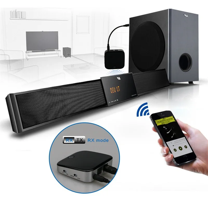 Bluetooth 4.1 Transmitter Receiver Apt-x Wireless Stereo Audio Adapter with Optical for Toslink/SPDIF/3.5mm AUX | Электроника