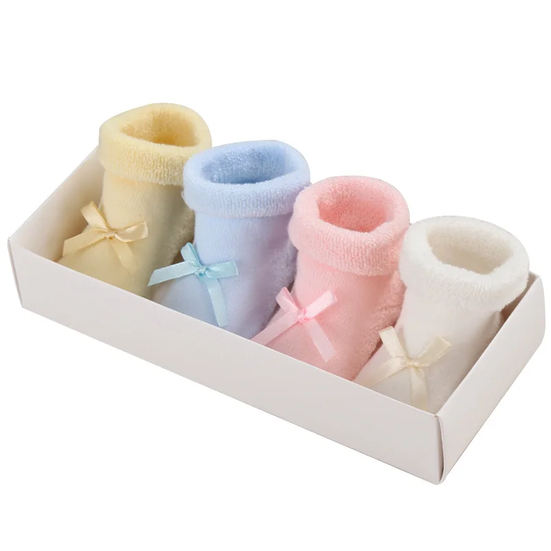 4 предмета толстые зимние носки для малышей мальчиков и девочек теплые хлопковые