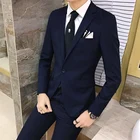 2 шт.компл. 2019 Новый Модный корейский стиль Тонкий черный мужской костюм с брюками высокое качество свадебные костюмы для мужчин Классическая одежда для мужчин